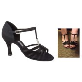 Latin női tánccipő Kiszélesedő sarokkal : Freed of London Holly model - Black (Fekete)